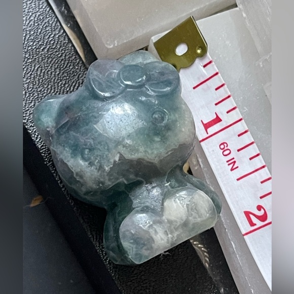 Fluorite Hello Kitty Carving 2” Natural Stone - Picture 3 of 7